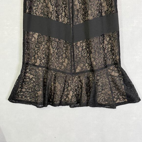 Loft Dress Women Sz 10 Midi Length Lace Mermaid Ruffle Party Holiday Classy LBD - Picture 11 of 16